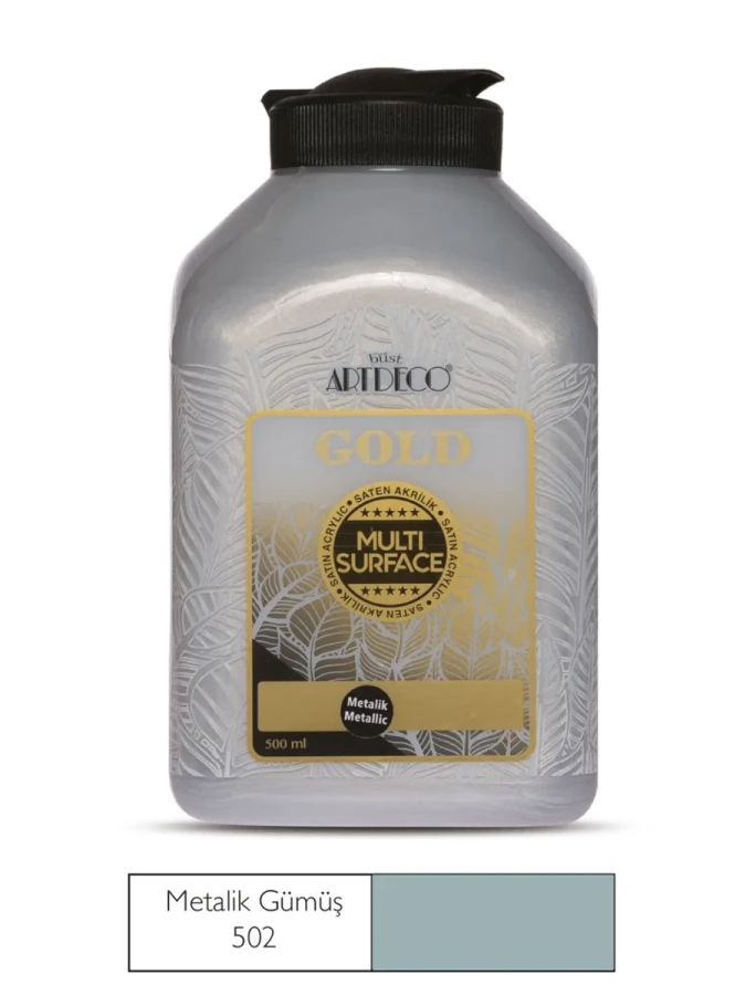 Artdeco 500 Ml Multisurface Metalik Akrilik Boya Gümüş G71l-502