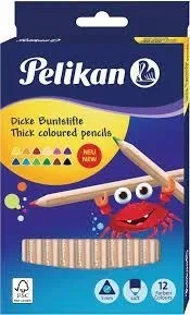 Pelikan 12 Renk Jumbo Üçgen Ahşap Gövdeli Kuruboya Kalemi 700047