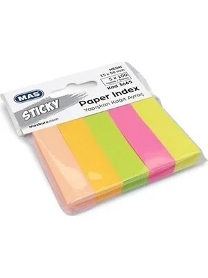 Mas 15x50 Mm 5 Renk Yapışkanlı Kağıt Ayraç 100"lü 3665