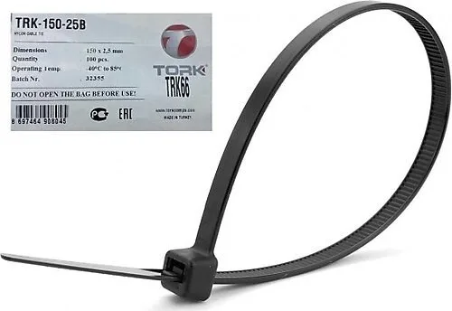 Tork Trk-150x2,5mm 100lü Siyah Kablo Bağı