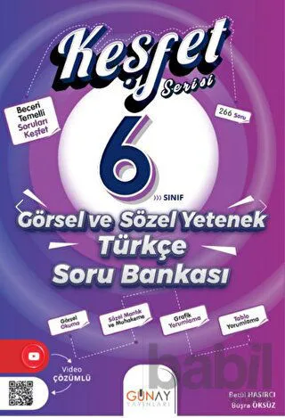 Günay Yay.- 6.sınıf Keşfet Serisi Görsel ve Sözel Yetenek Türkçe Soru Bankası 2324