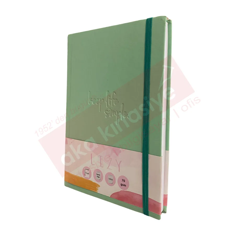 Lizy 17x24 Suni Deri Soft Model Klişeli Lastikli Defter Kareli Sft190sq