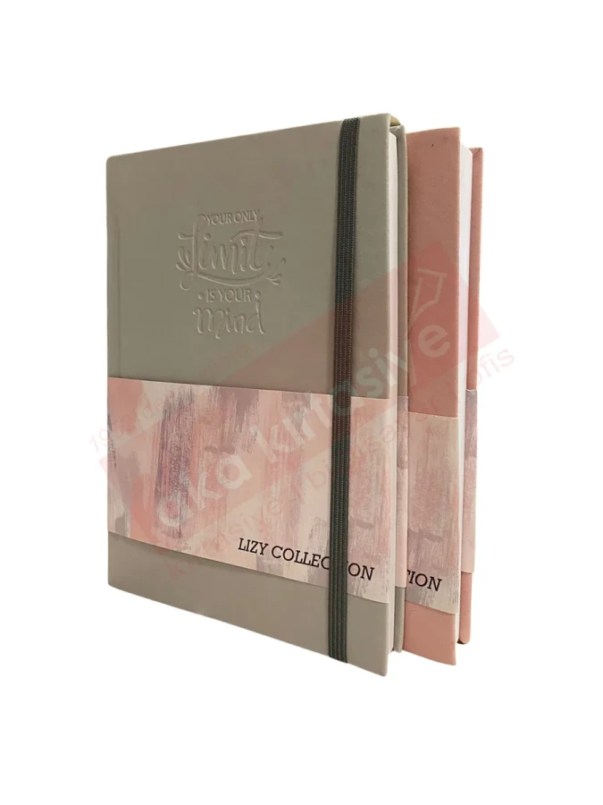 Lizy 14x20 Suni Deri Soft Model Klişeli Lastikli Defter Kareli 168 Yp Sft180k