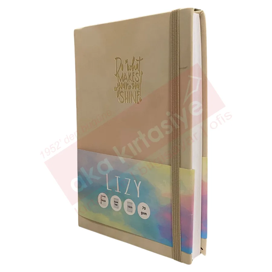 Lizy 14x20 Suni Deri Velur Desen Lastikli Defter Kareli 168 Yp Vel180sq