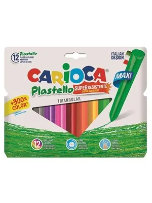 Carioca Plastello Jumbo Üçgen Yıkanabilir Pastel Boya 12"li 42671