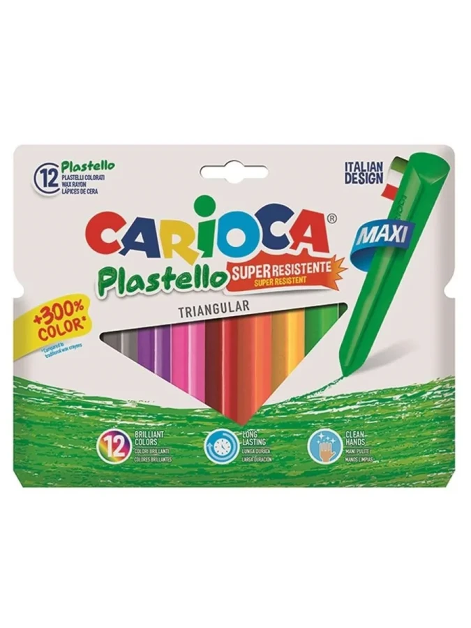 Carioca Plastello Jumbo Üçgen Yıkanabilir Pastel Boya 12"li 42671