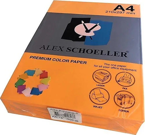 Alex Schoeller A4 75 Gr Renkli Fotokopi Kağıdı 500"lü Fosforlu Turuncu Alx-771