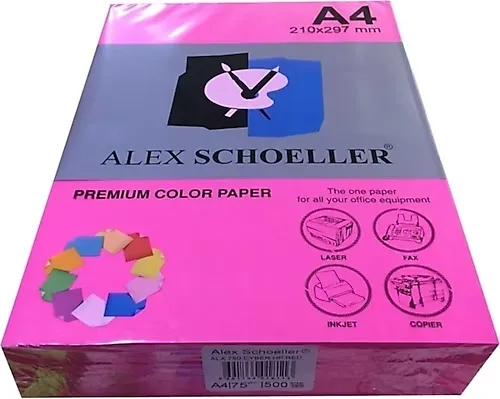 Alex Schoeller A4 75 Gr Renkli Fotokopi Kağıdı 500"lü Fosforlu Fuşya Alx-750