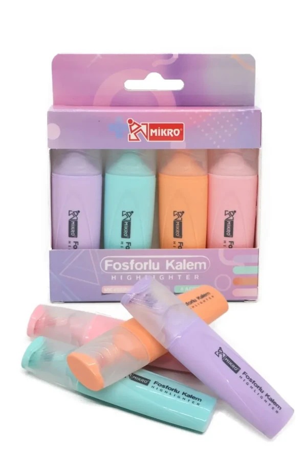 Mikro Mini Fosforlu Kalem 4"lü Neon Renkler Mk-604-4