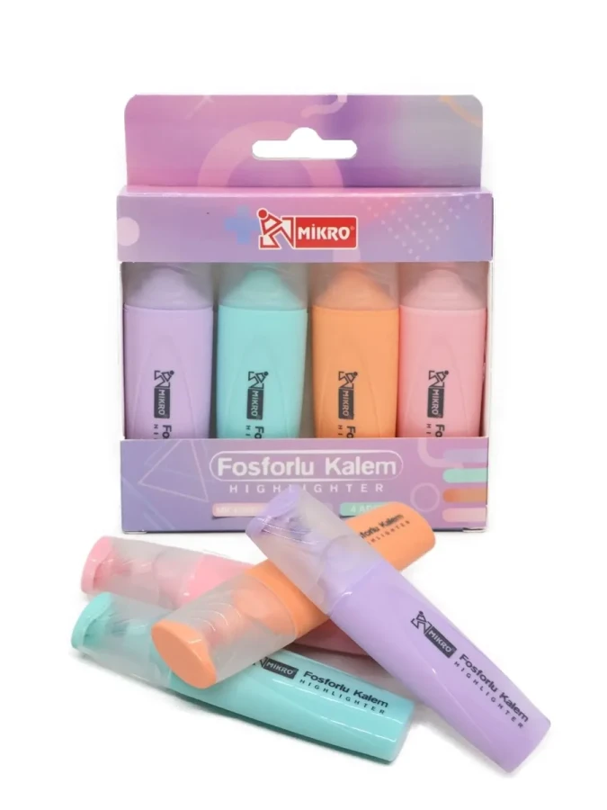 Mikro Mini Fosforlu Kalem 4"lü Neon Renkler Mk-604-4