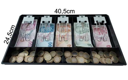 Universal 5 Banknot 4 Madeni Bölmeli Plastik Para Çekmecesi İçi