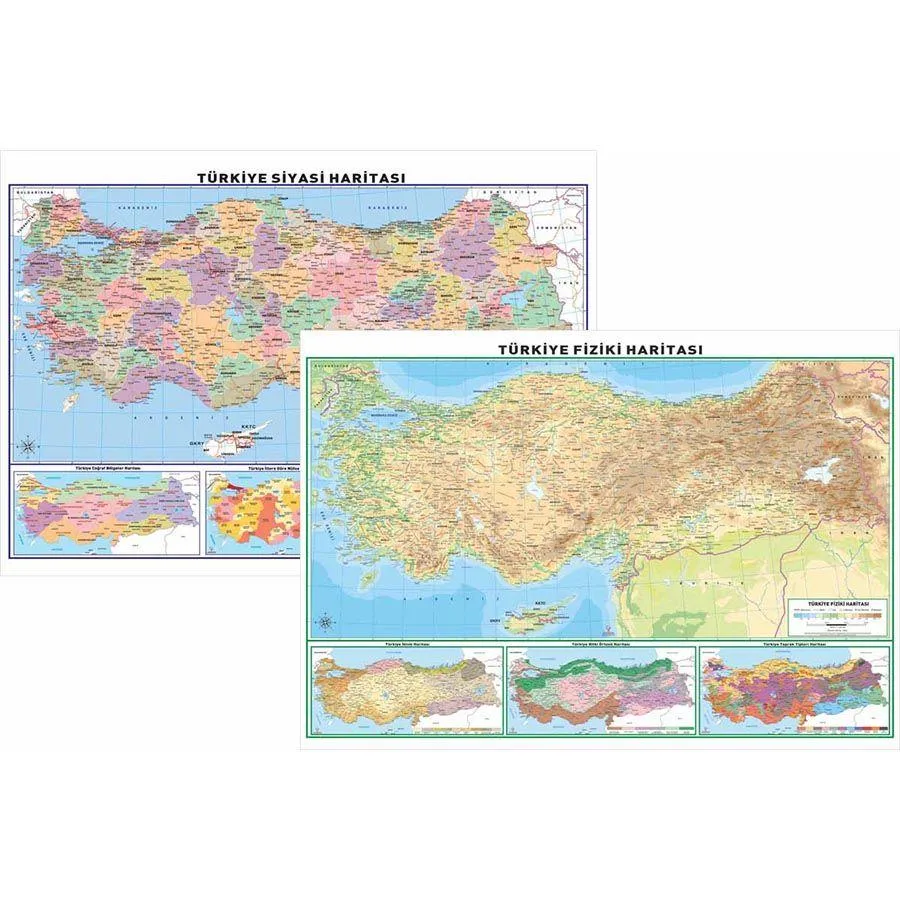 Odak 50x70 Türkiye Siyasi-fiziki Çift Taraflı Harita