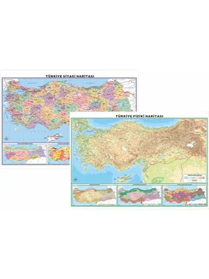 Odak 50x70 Türkiye Siyasi-fiziki Çift Taraflı Harita