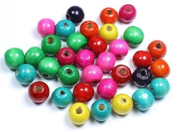 Odak Hobi 6 Mm Yuvarlak Renkli Ahşap Boncuk K0014