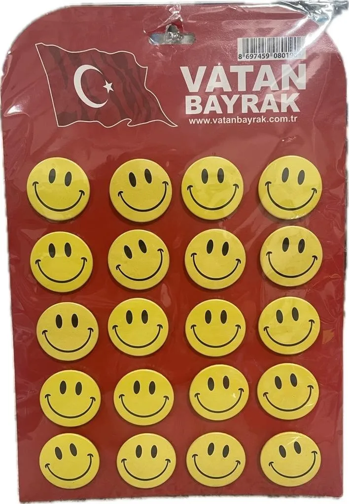 Vatan Çanta Rozeti Sarı Gülen Yüz Vt364