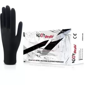 Beybi Njoy Nitril Pudrasız Muayene Eldiveni Large Siyah 100"lü