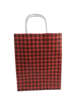 Nedi 25x31 Cm Büküm Saplı Kraft Çanta Küçük Kare Baskılı 079783