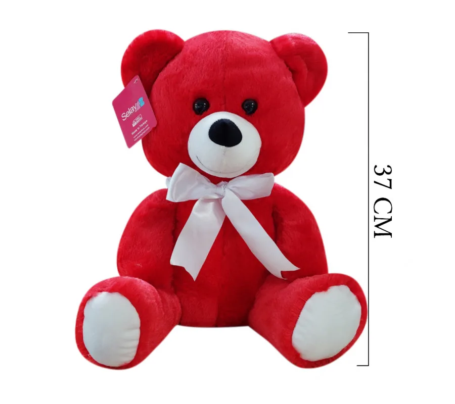 Selay 37 Cm Peluş Oturan Ayı Kırmızı 1178