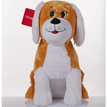 Selay 30 Cm Peluş Oturan Sevimli Köpek Kahverengi 1291