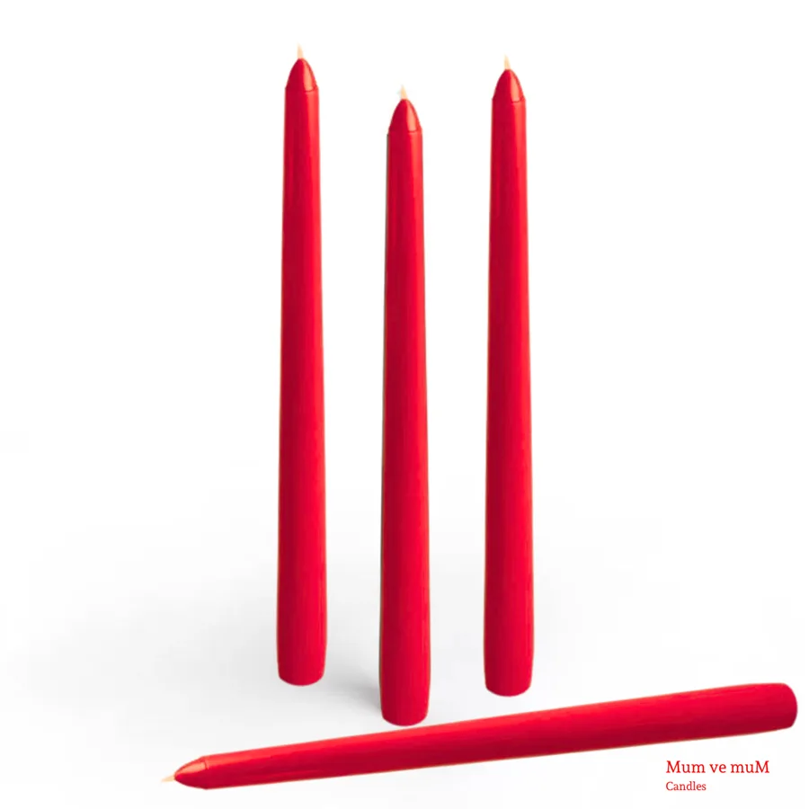 Nedi 25 Cm Şamdan Mumu 4 "lü Kırmızı 1045r