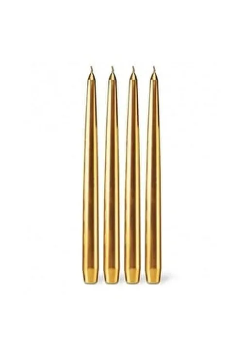 Nedi 25 Cm Şamdan Mumu 4"lü Metalik Altın 1045g