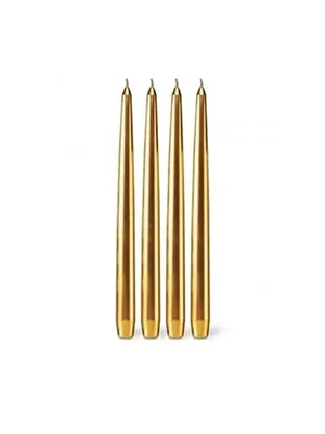 Nedi 25 Cm Şamdan Mumu 4"lü Metalik Altın 1045g