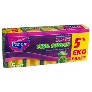 Parex Klasik Yeşil Oluklu Sünger 5"li 2107292