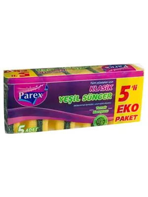 Parex Klasik Yeşil Oluklu Sünger 5"li 2107292