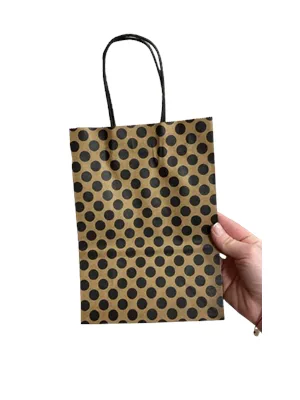 Nedi 15x21 Cm Büküm Saplı Kraft Çanta Siyah Puanlı 12552