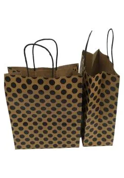 Nedi 21x27 Cm Büküm Saplı Kraft Çanta Siyah Puanlı 12554