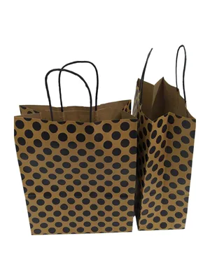 Nedi 26x33 Cm Büküm Saplı Kraft Çanta Siyah Puanlı 12556