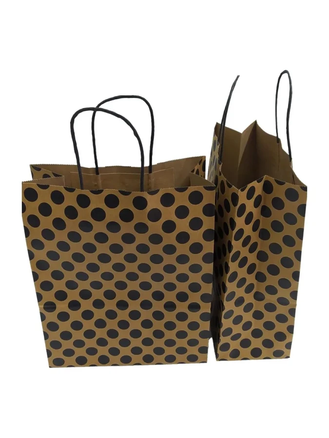 Nedi 26x33 Cm Büküm Saplı Kraft Çanta Siyah Puanlı 12556
