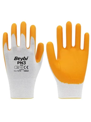 Beybi Nitril Örme Pn3 10xl Beden Sarı-beyaz Eldiven
