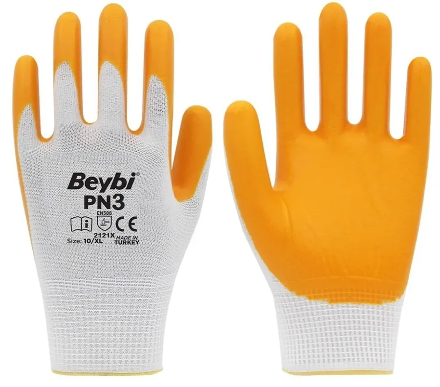 Beybi Nitri Örme Pn3 9l Beden Sarı-beyaz Eldiven