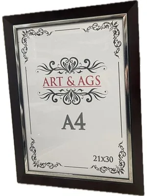 Art&ags A4 22 Mm Ahşap Görünümlü Çerçeve Gümüş Paspartulu Kahve