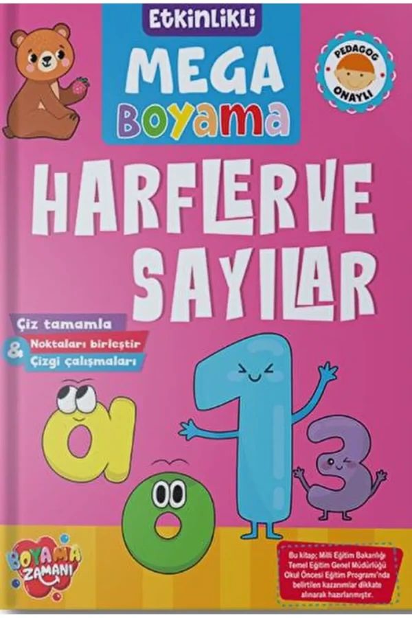 Boyama Zamanı Etkinlikli Mega Boyama - Harfler ve Sayılar - Koloni Kitap