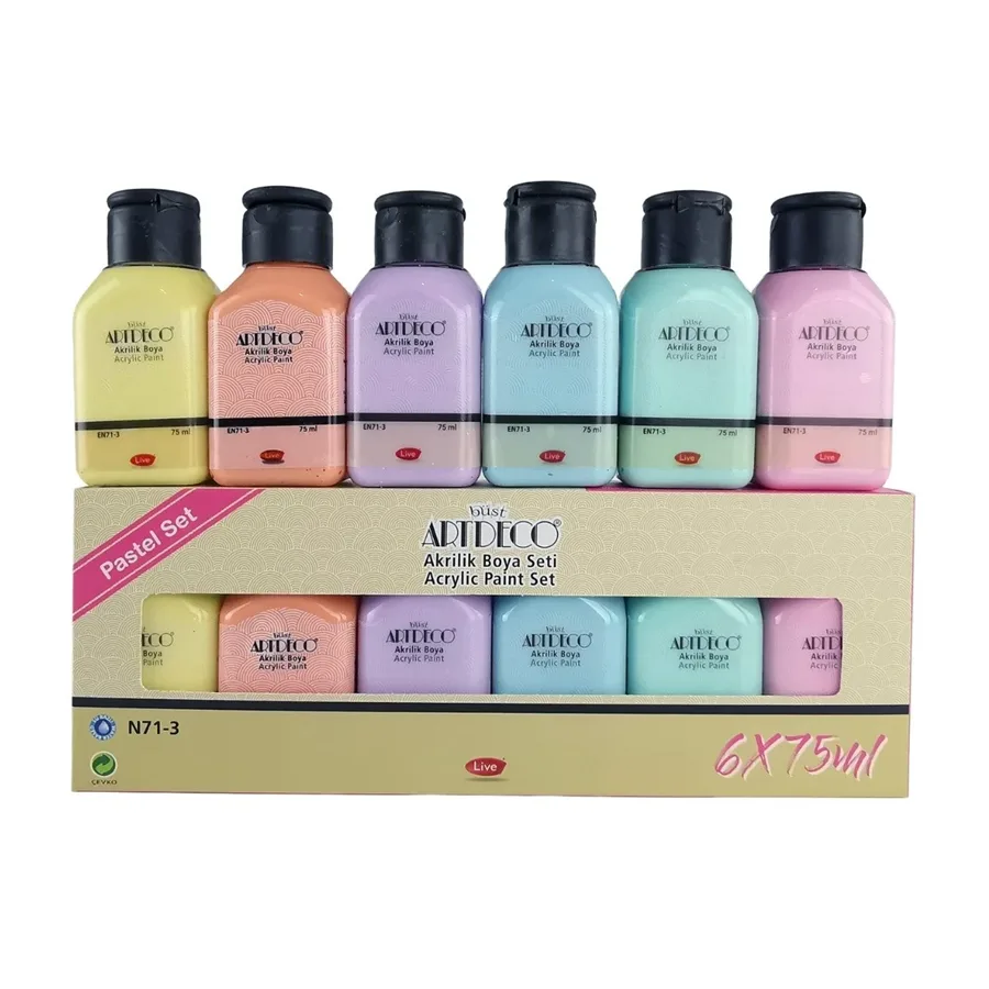 Artdeco 75 Ml X 6 Renk Akrilik Boya Pastel Renkler Lv-y-0701-as2