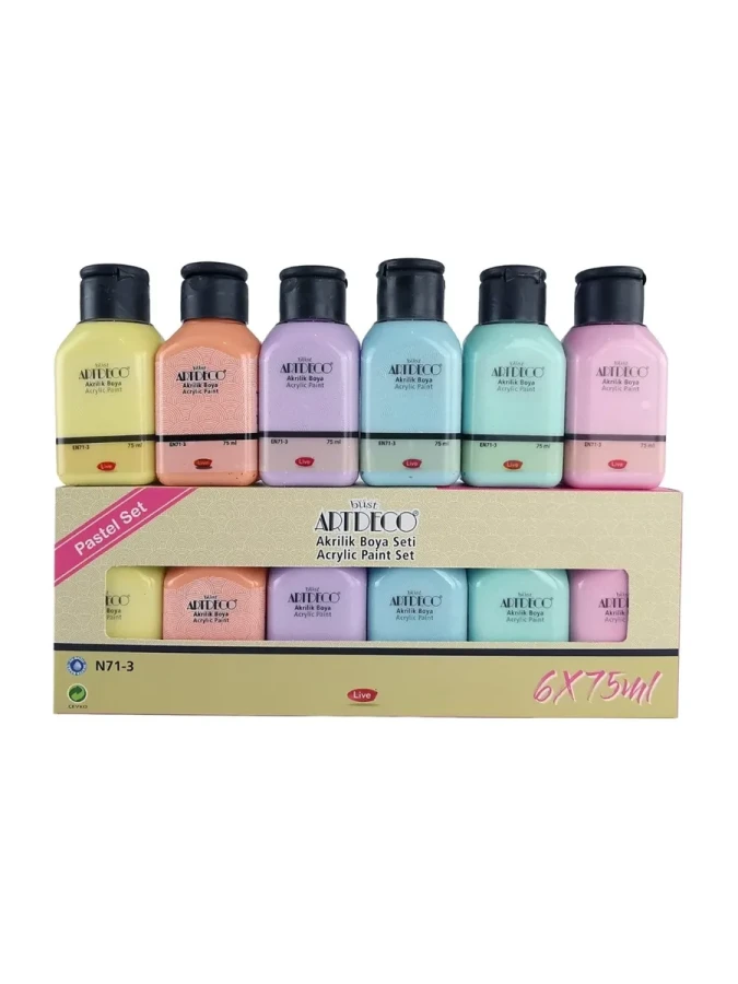Artdeco 75 Ml X 6 Renk Akrilik Boya Pastel Renkler Lv-y-0701-as2