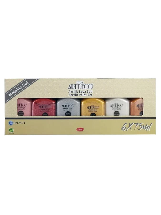 Artdeco 75 Ml X 6 Renk Akrilik Boya Metalik Renkler Lv-y-0701-as3