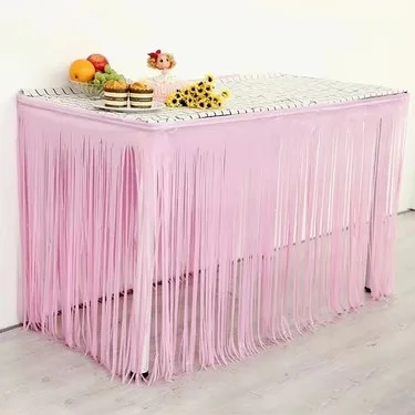 Nedi 75x275 Cm Funko Saçak Masa Süsü Pembe 275p