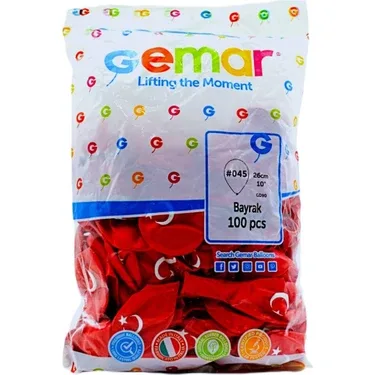 Gemar 10" Baskılı Balon Ayyıldız 100"lü