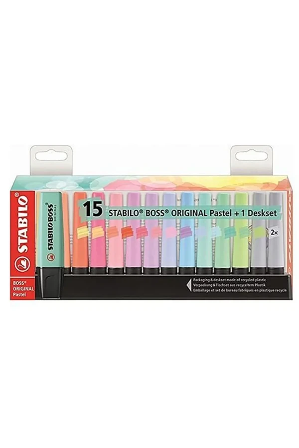 Stabilo Boss Fosforlu Kalem Pastel Renkler 15"li 7015-02-5
