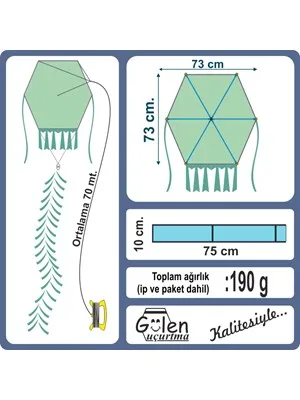 Gülen 73x73 Cm Kumaş Çerçeveli Altıgen Uçurtma Taraftar Ghho-002-13