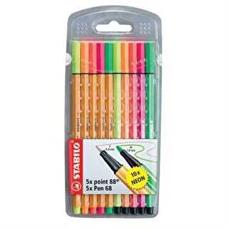 Stabilo Point 88 + Pen 68 Neon Keçeli Kalem 10 Renk 8868\10-1