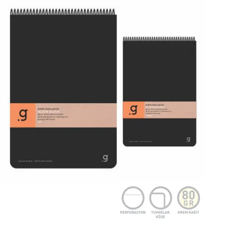 Gıpta Black Block A4 Pp Kapak Spiralli Bloknot Kareli 80 Yp 6963