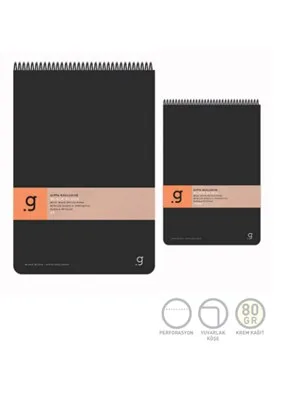 Gıpta Black Block A4 Pp Kapak Spiralli Bloknot Kareli 80 Yp 6963