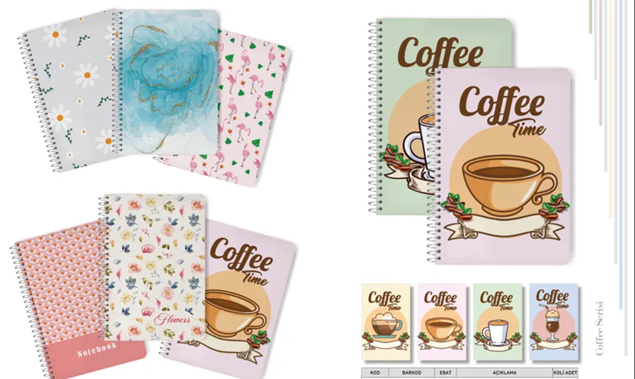 Elma Caffee 17x24 Sert Kapak Spiralli Defter Çizgili 120 Yp Mbh01-ygw