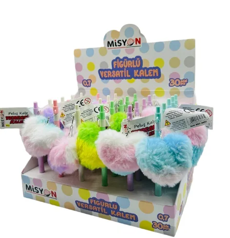 Misyon 0.7 Versatil Kalem Peluş Kalp Figürlü Msy-0451