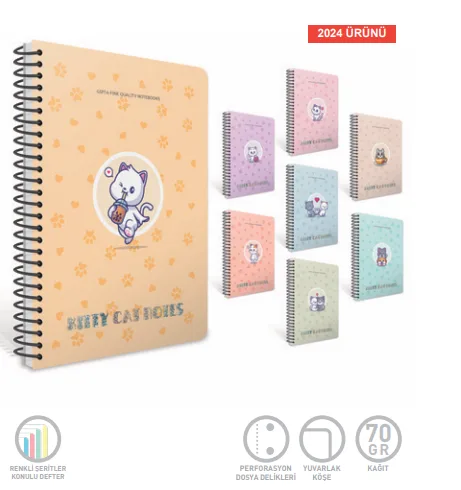 Gıpta Kitty Cat A4 Pp Kapak Spiralli Defter Çizgili 80 Yp 7279