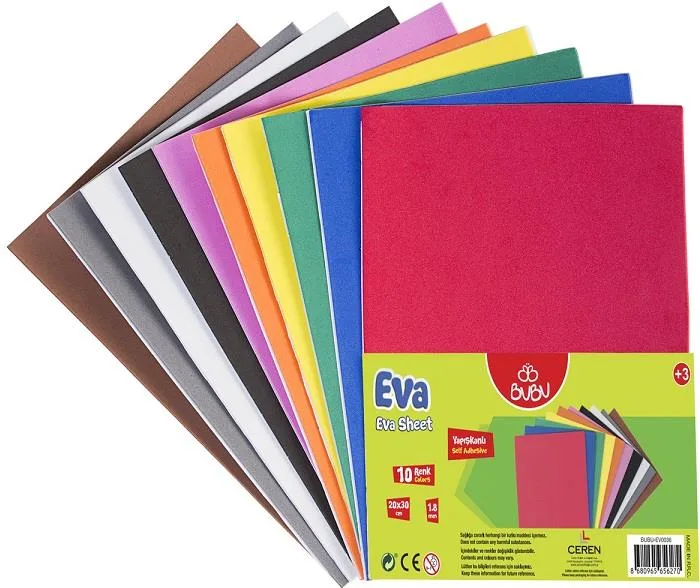 Bubu 20x30 Cm 1.8 Mm Yapışkanlı Eva 10 Renk Ev0036